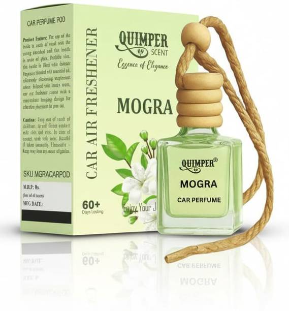 QUIMPER Mogra Air Car Freshener Diffuser Wooden lid Long Lasting upto 60 days