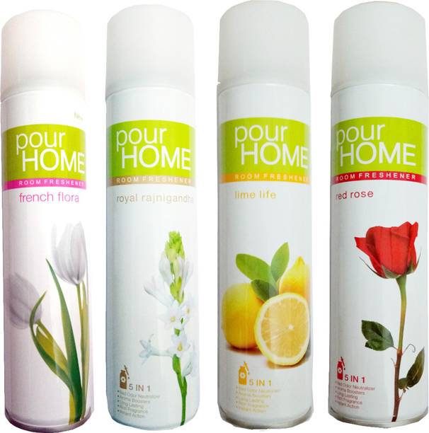 POUR HOME SWEET Spray RED ROSE ROOM FRESHENER 225 ML+LIME LIFE ROOM FRESHENER 225 ML+FRENCH FLORA ROOM FRESHENER 225 ML+ROYAL RAJNIGANDHA ROOM FRESHENER 225 ML