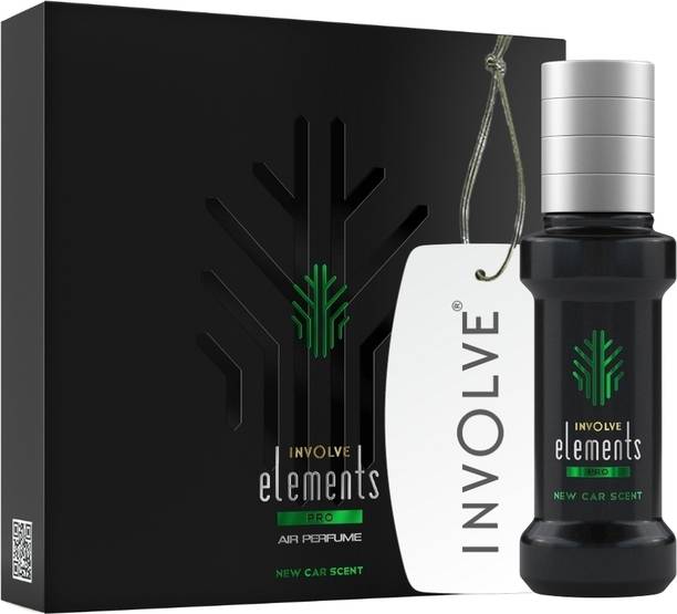 इनवॉल्व एलिमेंट्स प्रो- न्यू कार सेंट | रिफ्रेशिंग एयर सेंट स्प्रे विथ हैंगिंग कार्ड कार फ्रेशनर