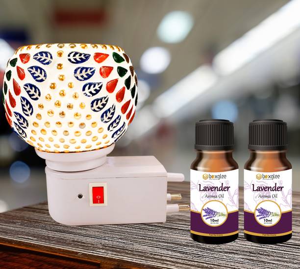 Boxglee Electric Kapoor Dani Camphor Diffuser with Decorative Ceramic Aroma Lamp Diffuser Set With 2 Fragrance Aroma Oil 10ml Each, Assorted Design Shipped As per Availablity S13