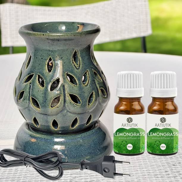 Aatiutik Lemongrass, Electric Ceramic Air Freshener Oil Burner Aroma Diffuser Electric Ceramic Diffuser Air Freshener for Home Office