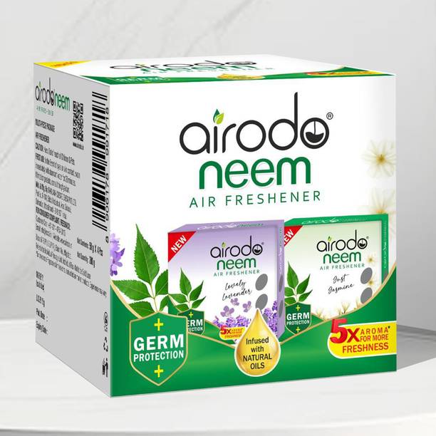 AIRODO Lavender, Jasmine Blocks Neem Bathroom Air Freshener Assorted Blocks|30 Days Long Lasting(4x50gm)