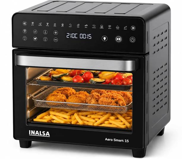 Inalsa Aero Smart 15L Oven 1700W|14 Functions|Roast,Reheat,Bake|Rotisserie & Convection Air Fryer