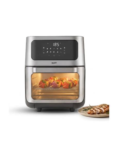 Kaff KFR12 1800 W | Electric and Rotisserie Oven with Dehydrate Mode | 10 Preset Menu |Premium Brush Stainless Steel Finish with Transparent Window | Touch Screen with LED Display Air Fryer