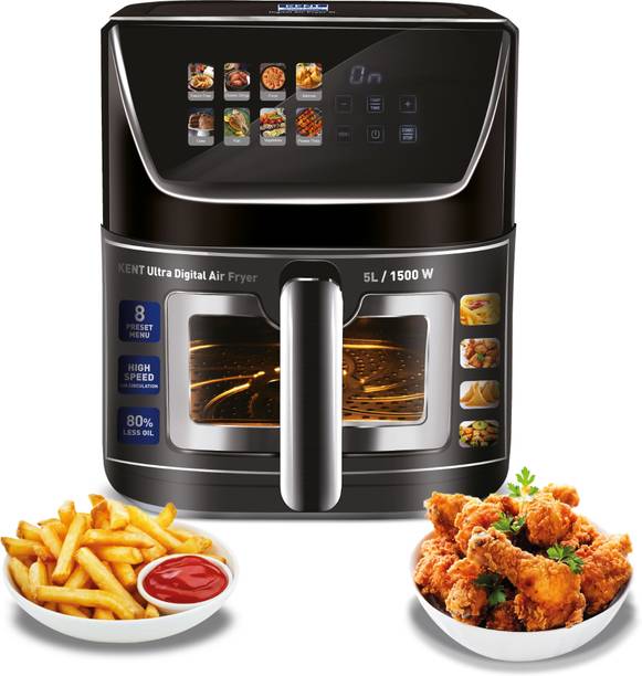 KENT Ultra Digital Air Fryer 5L| Upto80%Less Oil Usage|Touch Control Panel Air Fryer