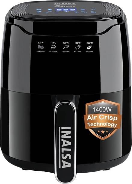 Inalsa Tasty Fry Digital with Smart AirCrisp Technology|Touch Control & Digital Display Air Fryer