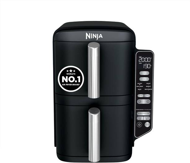 Ninja SL300IN Double Stack Dual Zone | 2470W | Cook 4 Foods at Once | Oil-Free | Black Air Fryer