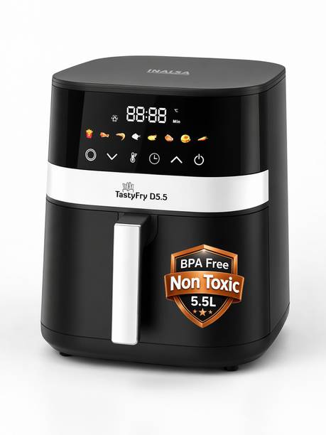Inalsa Tasty Fry D5.5 ,1400W,Air Crisp Technology,Air fry,Bake,Roast,Reheat,Dehydrate Air Fryer