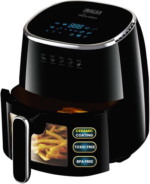 Inalsa Tasty Fry CDW 5.5 | Non‑Toxic Ceramic‑Coated Basket |1600 W|Visible Window Air Fryer