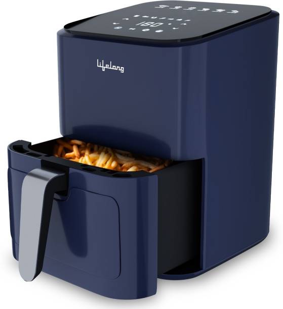 Lifelong LLHFD450 1200W with Hot Air Circulation Technology with Timer Selection & Adjustable Temperature Control |Preset Menu|Uses upto 90% Less Oil |Fry, Grill, Roast, Reheat and Bake, True Digital Air Fryer