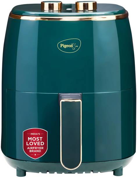 Pigeon Healthifry Manual with 360 High Speed Air Circulation Technology 1200 W with Non-Stick Basket - Green Air Fryer