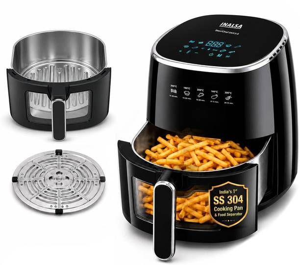 Inalsa SteelChef DW5.5 Air Fryer with Stainless Steel Basket|Non Toxic|5.5ltr & 1600W Air Fryer