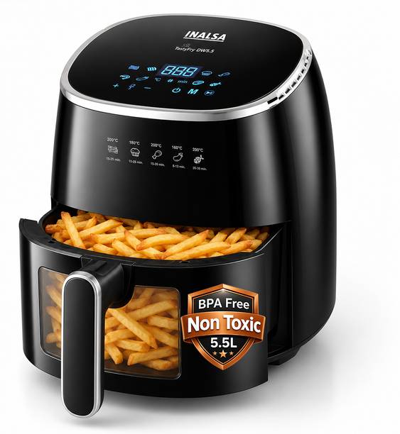 Inalsa Tasty fry DW5.5 | Visible Window & Internal Light with Smart AirCrisp Technology Air Fryer