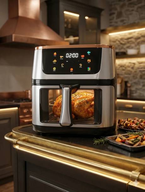 XORQO TECH 10L Digital Air Fryer with Window, LCD Touch Panel, 10 Presets Air Fryer