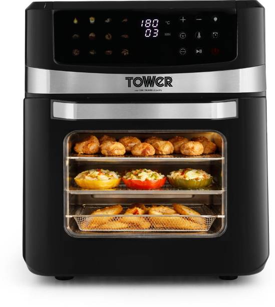 Tower Vortx 12L | 1600W | 12 Preset Menus | Bake, Grill & Roast | Digital Touch Display | Rapid Air Circulation Technology | Glass Window with built-in Light | Adjustable Temperature & Timer | Up to 80% Less Oil Usage | Air Fryer