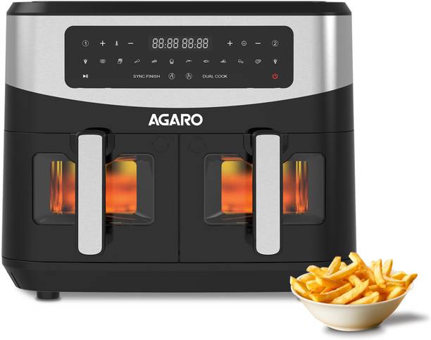 AGARO 34029 Imperial Dual Basket Digital Air Fryer, (4.5L x 2), 10 Preset Cooking Modes Air Fryer