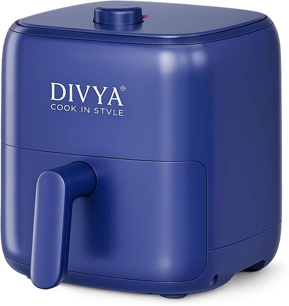 Divya Air Fryer 2.8 L, 1000W | Adjustable Temperature & Timer | Non Stick Basket, Blue Air Fryer