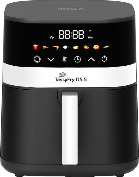 Inalsa Tasty Fry D5.5 |1400W|Air Crisp Technology|Air fry,Bake,Roast,Reheat,Dehydrate Air Fryer