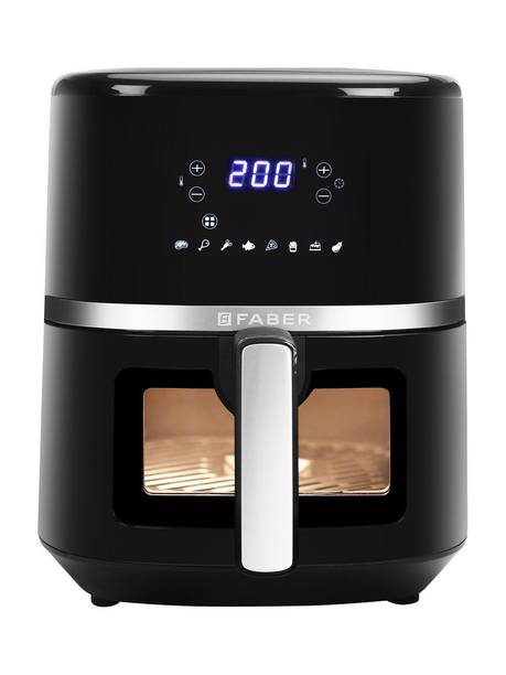 FABER FAF 6.0L VW BK 1500W, Fry, Roast, Grill, Bake, Digital Display, Viewing Window, Aesthetic Look, Swirl Cooking, Cool Touch Handle, 85% Reduced Oil Usage, Auto Shut Off, BPA Free, Compact Sleek Design, Manual Control, Non-Stick Pan Air Fryer