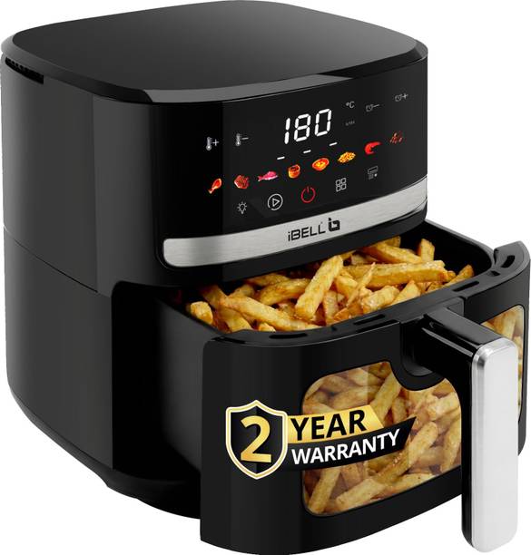 iBELL AEROFRY550 Air Fryer 5.5L, 1350W, Touch Panel, Adjustable Temp, Oil-Free, Black Air Fryer