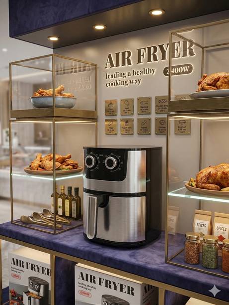 XORQO TECH PREMIUM AIR FRYER 7L 2400w stainless steel body Air Fryer