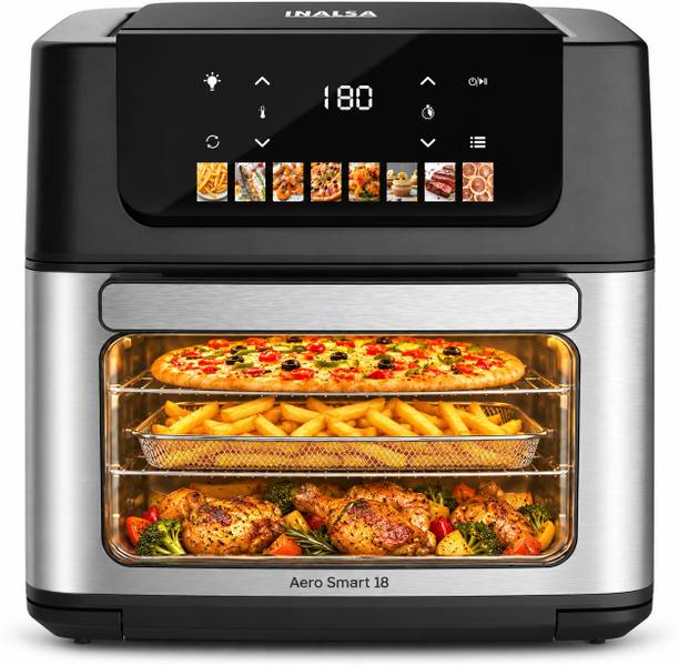 Inalsa Aero Smart 18 |Oven|Roast, Reheat, Dehydrate, Bake ,Convection Rotisserie & Convection,10 Accessories, Recipe Book-Black Air Fryer