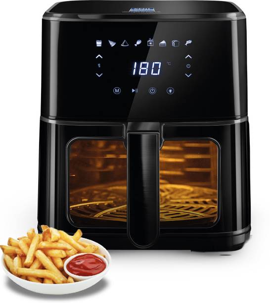 KENT Ultra Digital Air Fryer 4.5L |1500W| Bake, Grill & Roast | Up to 80% Less Oil Usage |8 Preset Menu|Rapid Heat Circulation |Digital Display & Touch Control Panel |Glass Window with in built Light Air Fryer