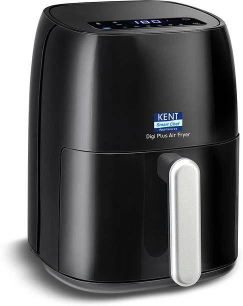 KENT Digi Plus Air Fryer 4L & 1300W | Fry, Grill, Roast & Bake | Digital Display & Touch Control Panel | Rapid Heating | 80% Less Oil Usage | High Temperature & Uniform Heating | Black Air Fryer