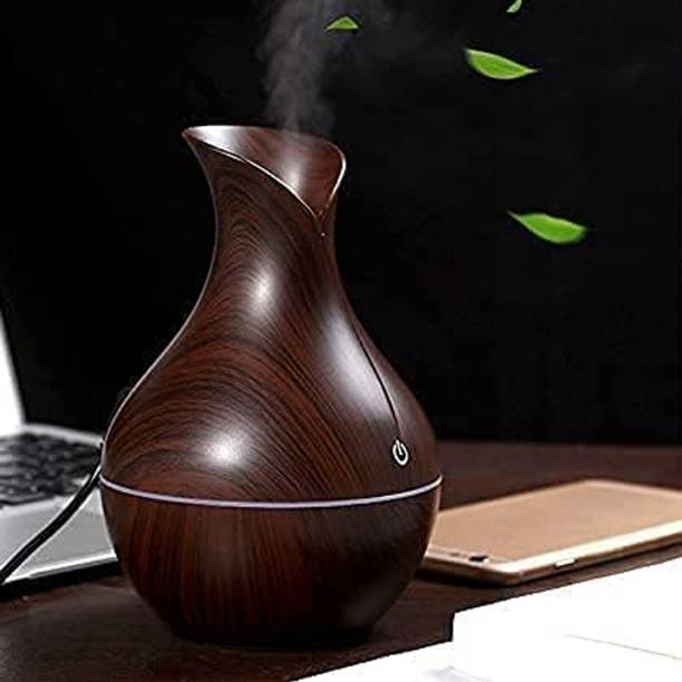 Eewe LED Wood Grain Diffuser | Mini USB Humidifier for Bedroom & Office Portable Room Air Purifier