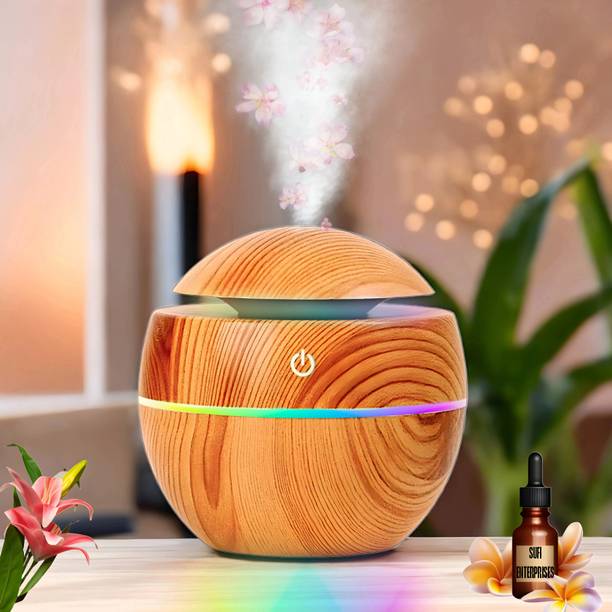 sufi Portable Ultrasonic Cool Aroma Mist Spray Wood Design 7 Colors Light Humidifiers Portable Room Air Purifier