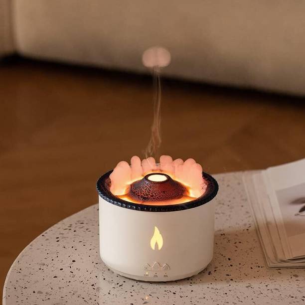 Mobile Addaa Flame Light Cool Mist Valcano Humidifier with 2 Mist Modes Timer and Auto-Off Portable Room Air Purifier
