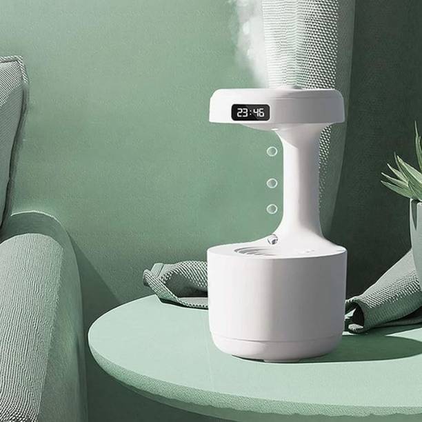 SRE Anti Gravity Droplet Humidifier with LED Clock Display, Rain Cloud Diffuser Portable Room Air Purifier