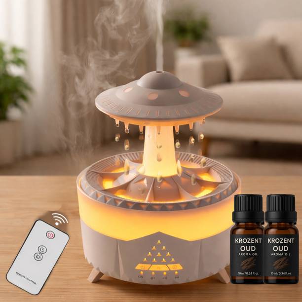 KROZENT Rain Cloud Aroma Mist Diffuser with Remote, 7 LED Light with Free Oud Oil Portable Room Air Purifier