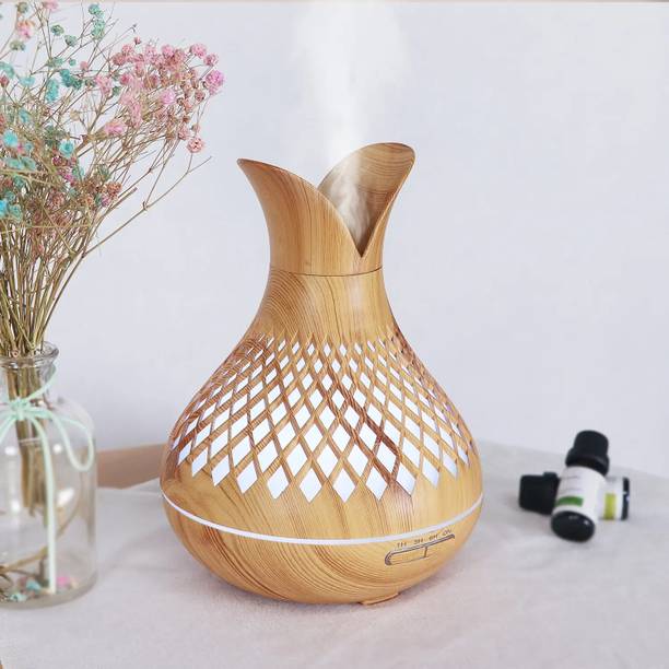 ShoppoWorld Wooden Pot Aroma Humidifier With 7 Lights for Home, Office, Car| Portable Room Air Purifier