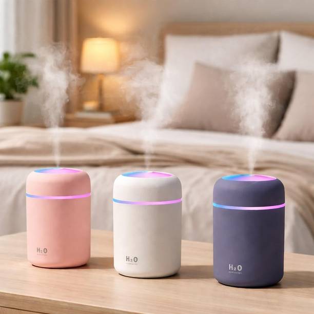 PINOPZA 300ml Ultrasonic Oil Diffuser & Cool Mist Humidifier with LED Night Light Portable Room Air Purifier
