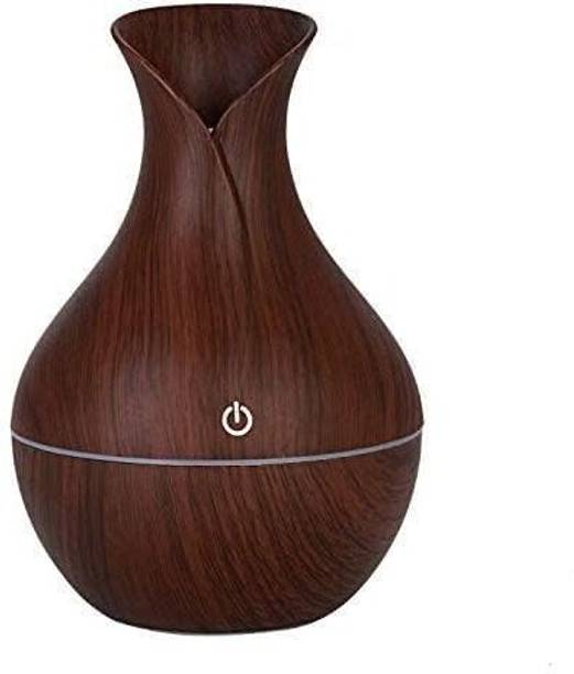 Eewe Wood Grain Cool Mist Diffuser | USB Aroma Humidifier with LED Light Portable Room Air Purifier