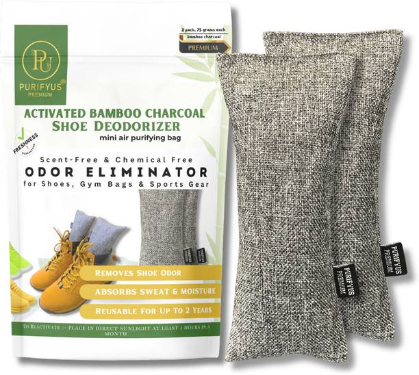Purifyus - Premium Shoes Deodorizer Activated Bamboo Charcoal Air Purifying Bags 75gram Pair Portable Room Air Purifier