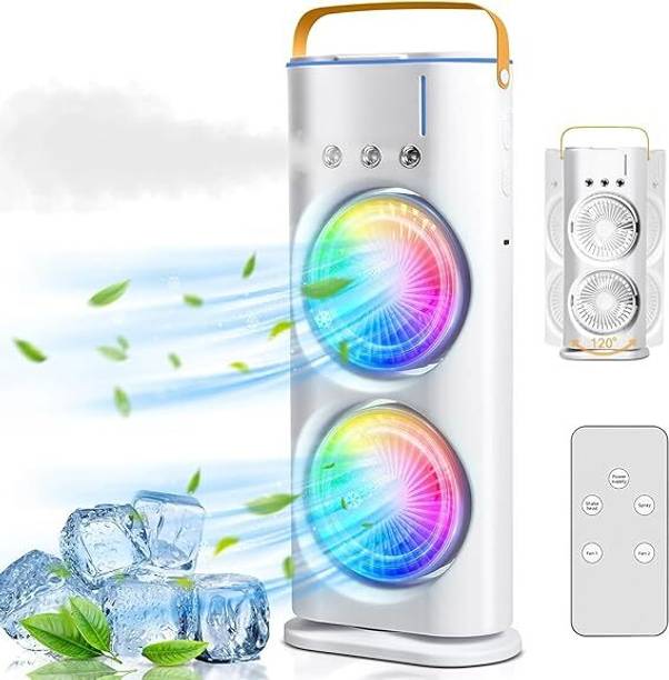 RD maxx Newly Dual mist air cooler fan PREMIUM Newly premium Dual air mist Fan Cooler Led Light, Rechargeable Fan, USB Air Cooler, USB Charger, USB Fan
