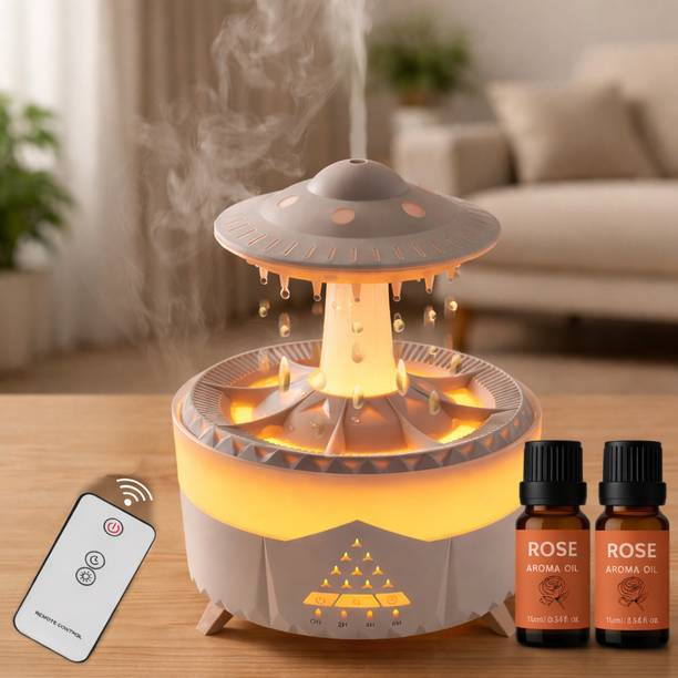 KROZENT Rain Cloud Aroma Mist Diffuser with Remote, 7 LED Light with Free Rose Oil Portable Room Air Purifier