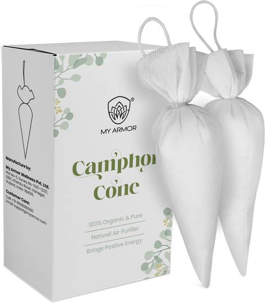 MY ARMOR Pure Camphor Cone for Room, Car and Air Freshener + Mosquito Repellant Portable Car Air Purifier