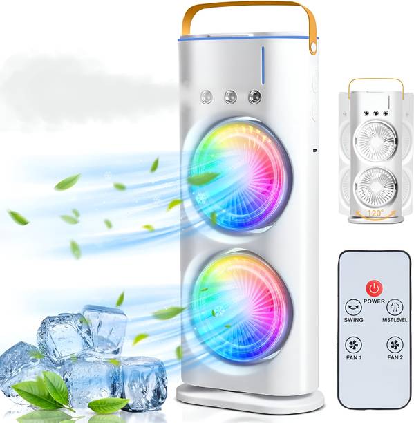 The Whimsify Store Double-Ended Spray Fan| Portable Air Cooler With Lamp For Desk,Table,office,Home Portable Room Air Purifier