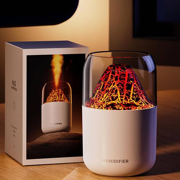 sanbhav Volcano Flame Humidifier with LED Light – 3D Lava Mist Diffuser Portable Room Air Purifier