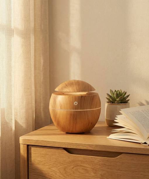Plixl Round Electric & Wooden Humidifier for Home & Office Portable Room Air Purifier