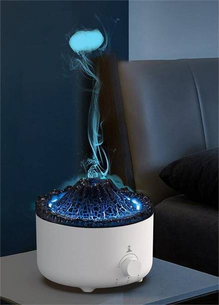 Merish Aromatherapy Oil Volcano Diffuser 2 Mist Mode Flame Humidifier, Portable Room Air Purifier