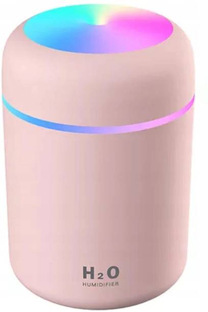 Naridream H2O Pink USB Cool Mist Humidifier – 300ml, 7-Color LED Light(Pink) Portable Room Air Purifier