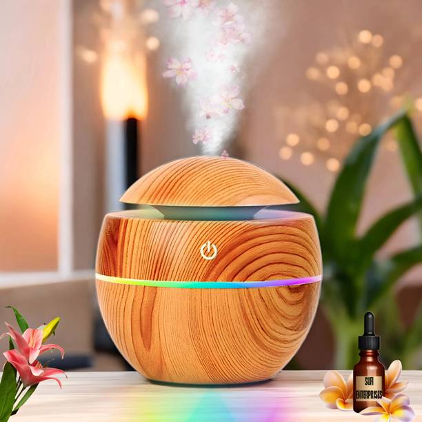 sufi Portable Ultrasonic Cool Aroma Mist Spray Wood Design 7 Colors Light Humidifiers Portable Room Air Purifier