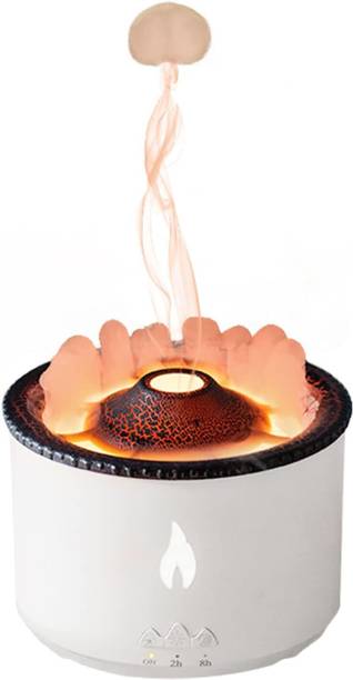 MEBISO 300ml Ultrasonic Volcano Flame Humidifier: Aroma Diffuser for Essential Oils Room Air Purifier