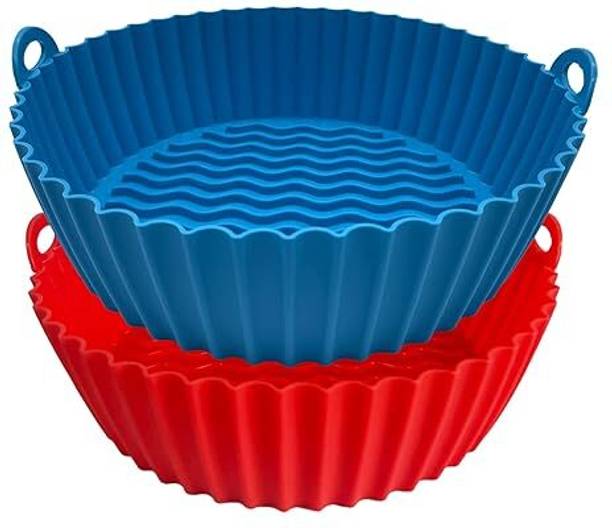 VALTUJA Silicone Air Fryer Basket Liners Round Reusable, Food Safe Air fryer Bowl Air Fryer