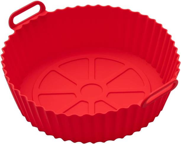 Bekner Air Fryer Liners I Round Silicone Basket Baking Tray 1PC (RED) Airfryer Tray