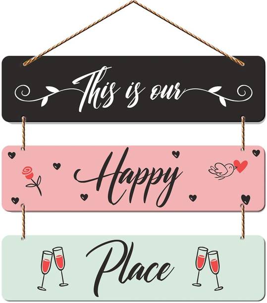 SNDArt Set Of 3 Happy Place Art Vibes Wall Hanging Home Decoration Items_A203 Album
